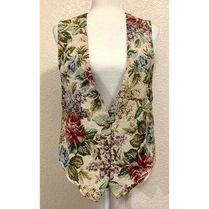 Backroad Blues Vintage 90s Green Floral Cottage Core Vest